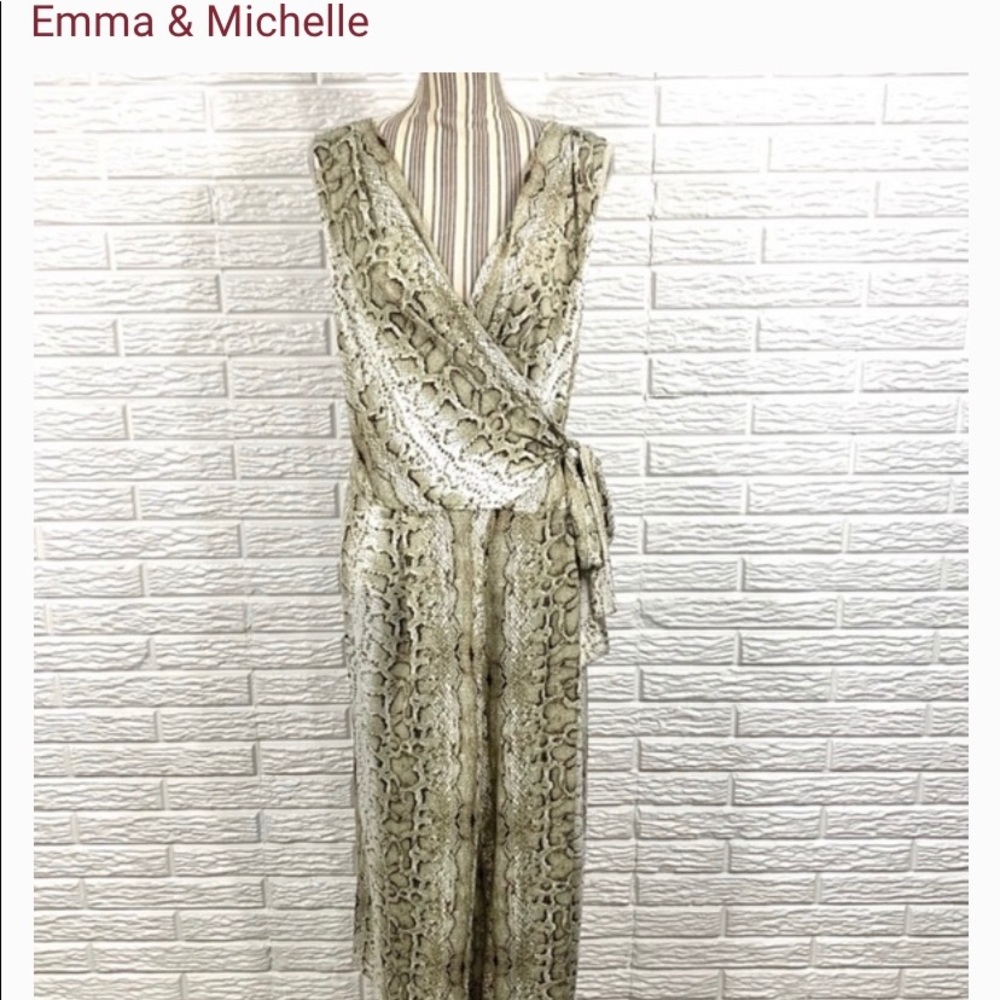 NEW! Snakeskin print wide leg crop jumpsuit S